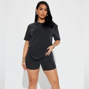 Stepping Out Mineral Wash Short Set - Charcoal